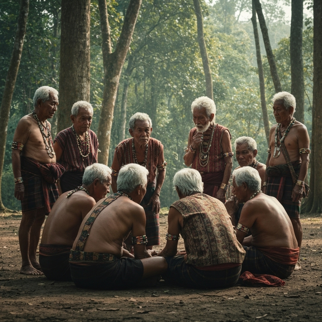 Elderly men in community gathering