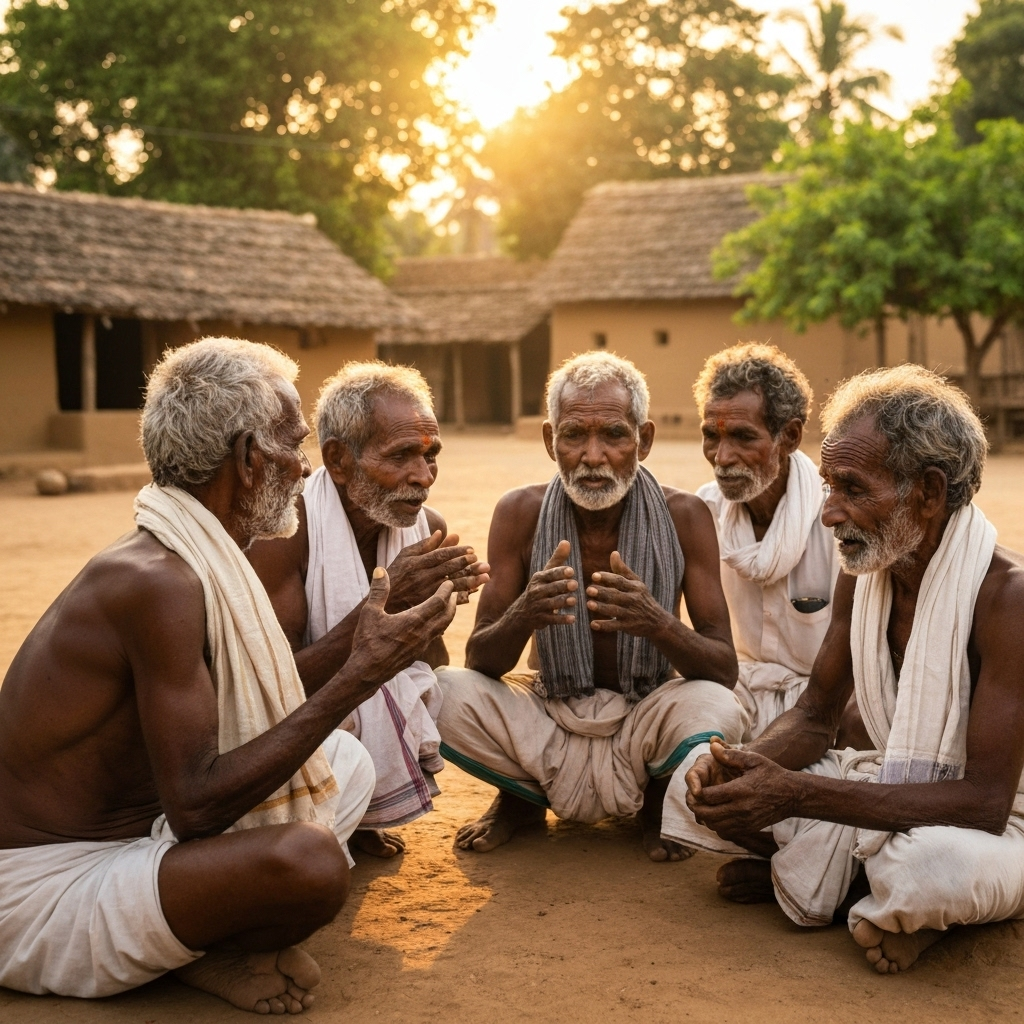 Telangana elderly men in community gathering