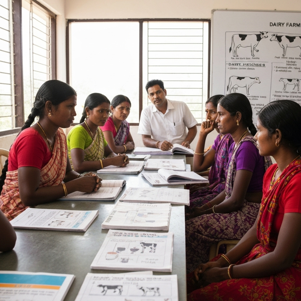 Telangana tribal women learning dairy farming
